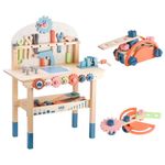 Tool Bench for Kids Toy Play Workbench Wooden Tool Bench Workshop Workbench with Tools Set Wooden Construction Bench Toy for 3 4 5 Year Old Boys and Girls
