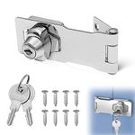 Keyed Hasp Locks, 5 Inch Cabinets Hasp Locks, Knob Locking Hasp for Mailbox, Barn Door, Drawer, Closet (Silver)