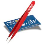 REMOS Splinter Tweezers with Extra fine tip Stainless Steel 9.5 cm - Red