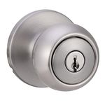 Amazon Basics Entry Door Knob With Lock, Coastal, Satin Nickel