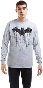 DC Comics Vernice Batman Top Manica Lunga, Grigio Sportivo, XL Uomo