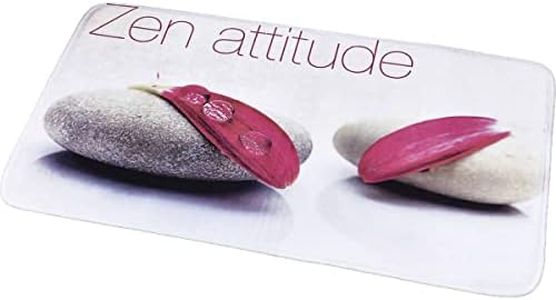 Memory Foam Bathroom Rug 36"x24", Zen Attitude Print, Pink Stones Design, Soft Cushioned Mat, Anti-Slip Backing, Quick Dry, Machine Washable, Ideal for Bath Tub, Shower, Indoor Floor Use
