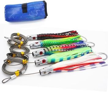 Trolling Tuna Lures Fishing Saltwater Lures Set of 5 Colors 6.5 Inch with Fully Rigged Teasers Squid,Bullet Head Offshore Jet Head Metal for Dolphin Wahoo