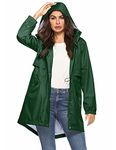 Insulated Rain Jacket Women Rain Coats Women With Hood Waterproof Dark Green L