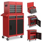 IRONMAX Rolling Tool Chest, Lockable 5-Drawer Tool Cabinet w/Tool Side Slot & Universal Wheels, 2 in 1 Detachable Tool Box Storage Organizer for Garage Workshop Auto Shop