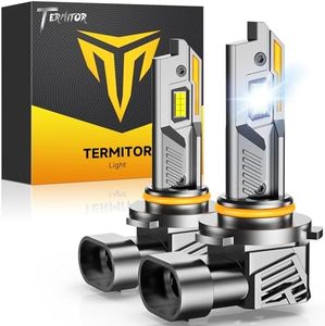 Termitor 9012/HIR2 Light Bulbs, 100,000LM 15X Super Brightness, 1:1 Mini Size with Cooling Fan, 6500K Cool White, Plug N Play, 95%+ Vehicle Adaptability, 9012 HID Daytime Running Light, Pack of 2