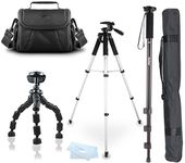 Tripod Bundle Kit For Nikon Df, D5200, D3300, D5300 D3200 D3100 D5100 D700 D7000 D90 D800 D800E D610 DSLR Camera and Blackmagic Pocket Cinema Camera Includes 57" Tripod + 67" Monopod + Case + More