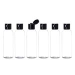 Hian 100ml Empty Clear Plastic Bottles Refillable Travel Size Cosmetic Containers Small Squeeze Bottles With Black Flip Cap For Toiletries, Shampoos, Lotions, Creams (Pack Of 6)