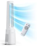 Pro Breeze® 41" Bladeless Tower Fan with Air Purifier - Ultra Quiet Standing Portable Fan with Remote Control, HEPA Filter, LED Display, 10 Fan Speeds, 5 Operation Modes & 75° Oscillation - White