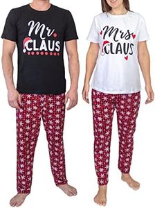 Unique Baby His and Hers Matching Mr & Mrs Claus Pajama Set Christmas Clothes (XLr, Black)