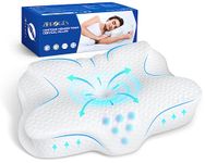 zibroges Cervical Memory Foam pillow - Cervical Pillow for Neck Head Shoulder Pain Relief Sleeping Supports Your Head, Cooling Contoured Neck Bed Pillow for Side, Back and Stomach Sleepers