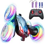 BROADREAM Remote Control Car, Stocking Stuffers Car Toys, Dazzling Headlights Wheel Lights, Dynamic Music Acceleration Sound, 4WD 2.4Ghz 360° Stunt, Christmas Birthday Gifts Toys for Kids Boys Girls