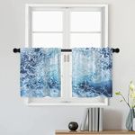 Batmerry Ocean Waves Tier Curtains, Blue Deep Earth Energy Sea Spraying Storm Window Treatment Short Kitchen Curtain Multilayer Polyester Blackout for Living Room/Bathroom, 2 Pack 26x24 inches