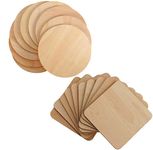 NSXEEN Combo (12+12) MDF Art Craft Coaster 4" Inch Square + Round Shape Coasters Plain Wood Blank Cutouts for Tea Coffee Christmas Painting Slice Resin Mandala Arts Work & Decoration | Thickness:2.5 mm