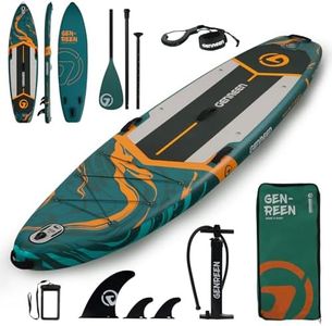 Genreen Paddle Board Sup Board Stand up Paddle Board Newly Improved 5 Grips 450lbs 3 fins Ultra Stable Wide SUP 11'×6"×34" Products and Designs Exclusively for Japanese customers (Jungle Green