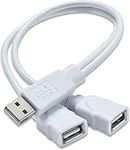 BLKing USB Splitter Cable,USB A Male to Dual USB Port,Multi-Socket USB HUB,USB Power Extension Cord for PC/Car/Laptop/U Disk/TV/Mac/Xbox One Series X/S/PS4/PS5 (White)