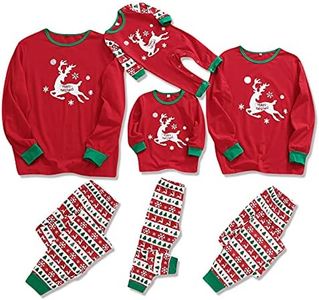 ZOEREA Family Matching Christmas Pyjamas Set, Parent-Child Outfits Women Man Kids Baby Merry Christmas Elk Pattern Nightwear Sleepwear Homewear Xmas Red-Baby,12-18 Months