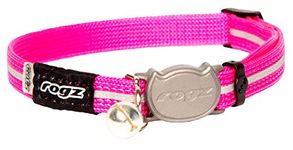 ROGZ ALLEYCAT CAT COLLAR WITH BREAKAWAY BUCKLE AND NIGHT TIME VISABILITY (Pink)