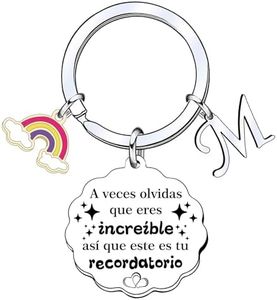 YUANSI Regalo Llavero inspirador, Llavero colgante de plata A-Z 26 letras iniciales A Veces Olvidas Que Eres Increíble, así Que Este Es Tu Recordatorio Para Hija Hijo Hermana Amigos Madre (M)