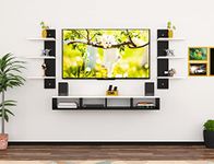 DAS Harries Engineered Wood TV Entertainment Unit/Set TopBox Stand with Wall Shelves and Display Rack, Ideal for UP to 43 inch Screen (Black, Frosty White, Medium)