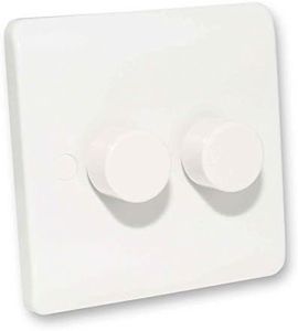 Lowenergie LED Dimmer Switch Light Switch for Dimmable Low Load Lighting Faceplate 3W to 250W 240V (Double, White Plastic)