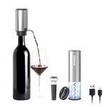 ELMWAY Electric Wine Opener Set 4-in-1 Wine Set with Rechargeable Stainless Steel Wine Opener, Rechargeable Stainless Steel Wine Aerator Pourer, Foil Cutter and Vacuum Wine Stopper, for Wine Lovers