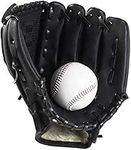 Wonninek Baseball Glove 10.5 inch Sports Batting Gloves with Baseball PU Leather Adjustable and Comfortable Right Hand Throw, Left Hand Glove (Black, 10.5 inch)