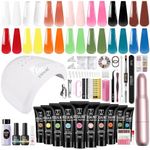 Poly Nail Gel Starter Kit -14 Colors + 75 Nail Art Accessories Kit, ROSALIND Neon Poly Extension Gel with Big UV Light 48W and Electric Nail Drill Starter Kit with Everything