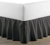 SKY BEDDINGS - Bed Skirt Queen Size Ruffled Bed Skirt with Split Corners - Queen 12 Inch Drop Dust Ruffle Bed Skirt with Platform Three Sided Coverage - 100% Microfiber Bed Skirt, Dark Grey