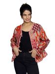 Ravaiyaa - Attitude is everything Women's Export-Quality Indian Traditional Jacket Reversible Machine Patchwork Quilted Cotton Standard Length Coat (Small, Red)