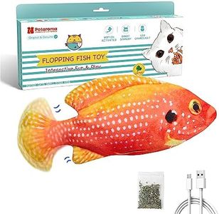 Potaroma Flopping Fish Cat Toy, Interactive Moving Floppy Fish Toy for Cats, Catnip & Silvervine Enrichment, Kitten Kicker Indoor Exercise Toys, Gemfish for All Breeds