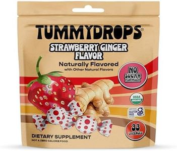 Tummydrops, No Sugar Strawberry Ginger Flavor, Gluten Free & Vegan, 33 Individually Wrapped Organic Ginger Lozenges Made with Organic Monkfruit