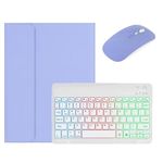 kaidisen Backlit Keyboard Compatible with iPad 9th 8th 7th Generation iPad Air 3rd Gen/iPad Pro 10.5 Keyboard Case with Mouse, Detachable Backlight Color Keyboard Case,Purple+White