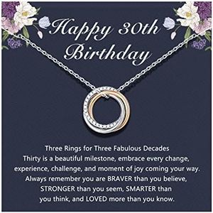 D Dongjiangjin Gift 30th 40th 50th 60th 70th Birthday Gifts for Women Her, 30 40 50 60 70 Year Old Birthday Necklace Jewellery Presents for Friends Mum Daughter, Cubic Zirconia, Cubic Zirconia
