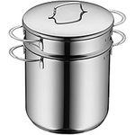 WMF Pasta Pot 2-Pieces Ø 18 cm Approx. 3L Mini Stackable Pouring Rim Metal Lid Cromargan® Stainless Steel Brushed Suitable for All Stove Tops Including Induction Dishwasher-Safe