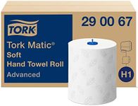 Tork Matic Soft Paper Hand Towels White with Grey Leaf H1, Advanced, Absorbent, 6 Rolls x 150 m, 290067