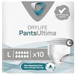 Drylife Pants Ultima Disposable Pull-Up Unisex Incontinence Pants - 3000ml Absorbency, Overnight Protection, Anti-Leak Security, Breathable Material - Large (1 Pack of 10)