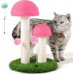 Odoland Cat Scratching Post Mushroom Natural Durable Sisal Board Scratcher for Kitty’s Health and Good Behavior, Furniture Scratch Deterrent Accessories for Cats Pink