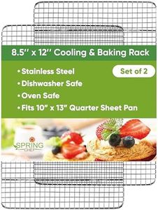 Spring Chef Cooling Rack - Baking Rack - Heavy Duty, 100% Stainless Steel, Oven Safe, 8.5" x 12" Fits Small Quarter Sheet Pan, Set of 2
