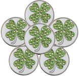 FINGER TEN Golf Ball Marker for Ladies Men Value 6 Pack, Golf Accessories Ballmarker Magnetic fit Golf Divot Tools Hat (Bling Four Clover-6 Pack)