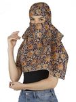 Scarf Face Cover Mask Sun Protection Hair,Head, Neck, Nose Safety Head Wrap Scarf For Women Girls Daily Use Scarf Dupatta Hijab Double Layer Cotton Printed Kalamkari (BLUE JAAL)