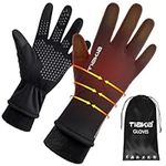 Tiakia Winter Thermal Gloves, Cycling Warm Gloves Cold Weather Anti-Slip Touch Screen Men Women Windproof Gloves for Motorcycle Road Mountain Dirt Bike, Skiing Hiking Running Jogging Driving