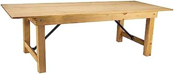 Flash Furniture HERCULES 8' x 40" Rectangular Antique Rustic Solid Pine Folding Farm Table, Light Natural