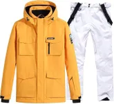 RIUIYELE Men's Ski Suits Windproof Snowboard Ski Jacket and Pants Set Insulated Snowsuit Winter Warm Snowboarding Snow Jackets Yellow+White S