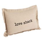 Creative Co-Op Cotton Chambray Love Shack Message, Natural Lumbar Pillow, Ivory