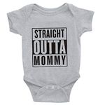 JYHOPE Straight Outta Mommy Jumpsuit Newborn Infant Baby Letter Print Short Sleeve Romper(18-24Months,Grey)