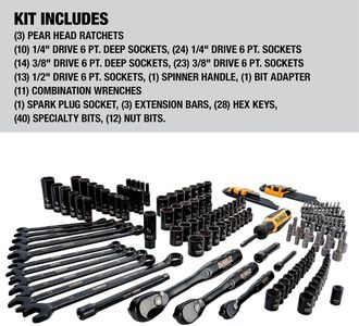 DEWALT 184-Piece Socket Set – Comprehensive Mechanics Tool Kit