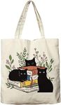 Dlzdn Black Cat Canvas Tote Bag For