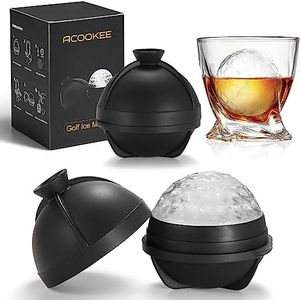 ACOOKEE Novelty Golf Ball Ice Maker Mold Set of 2, Funny Golf Gifts for Men Golfers, 2.5" Large Sphere Round Ice Cube Molds for Whiskey, Bourbon, Cocktails