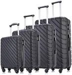 Apelila 4PC 18-28 Inch Hardshell Luggage ABS Luggages Sets With Spinner Wheels Hard Shell Spinner Carry On Suitcase (Black, 4 PCS)